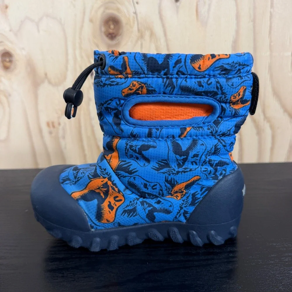 Bogs B-MOC Snow Dino Boots Toddler Size 9 Blue  Waterproof Insulated Faux Fur